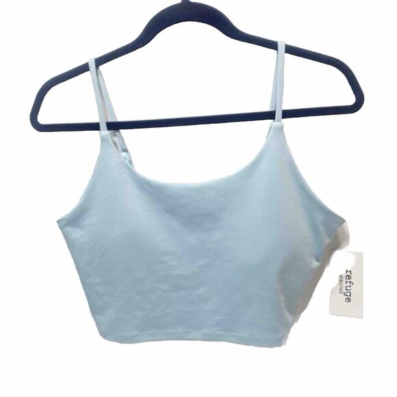 Blue Cropped Cami Top Women's Spaghetti Strap Workout Tank Size XL, Brand New - Picture 1 of 7